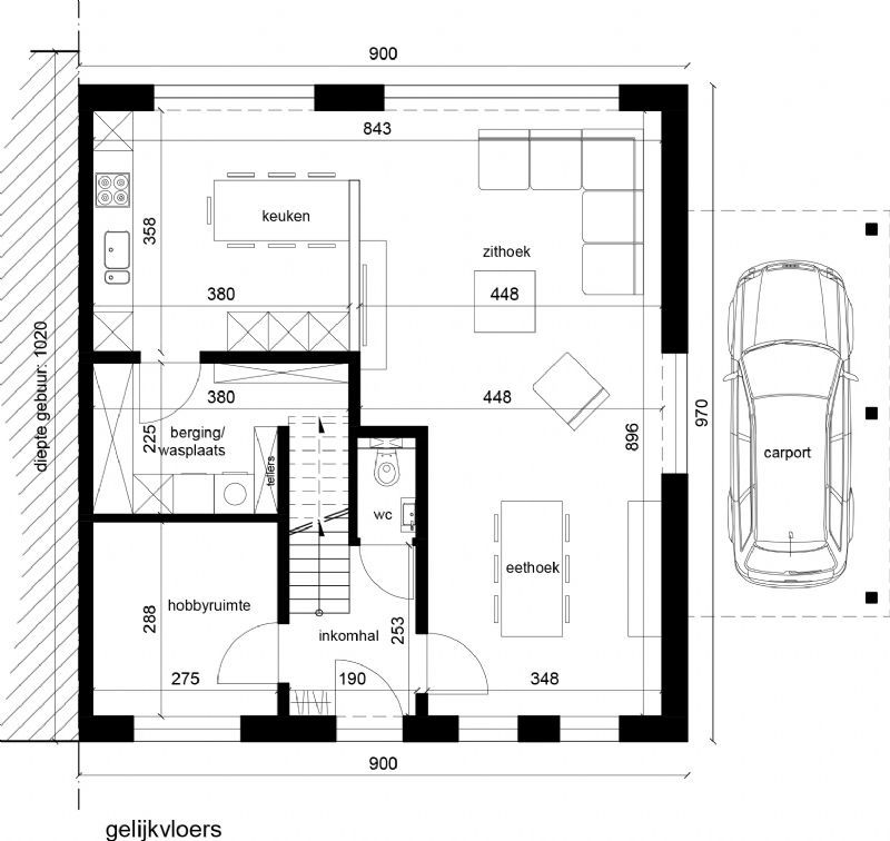 Nieuw te bouwen halfopen woning te Harelbeke. foto 3