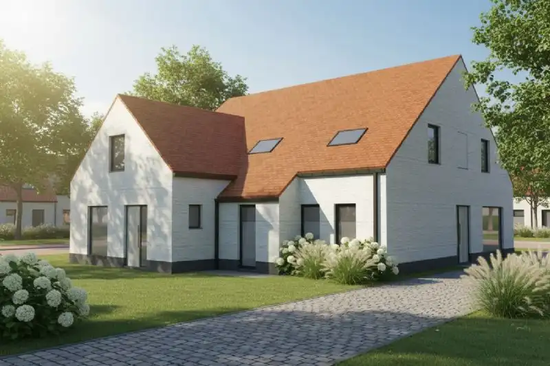 Nieuw te bouwen alleenstaande woning te Houthulst. foto {{pictureIndex}}