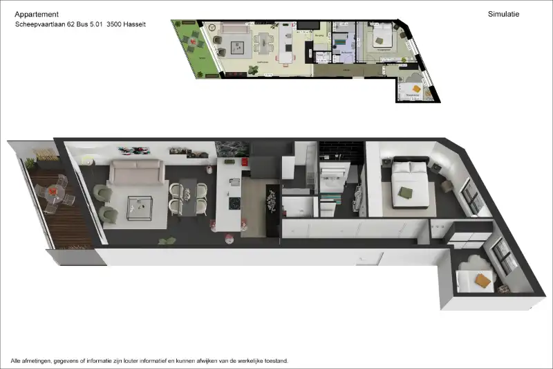Knap afgewerkt 2-slaapkamerappartement met zonnig terras op het 5e verdiep en zicht op het water foto 16
