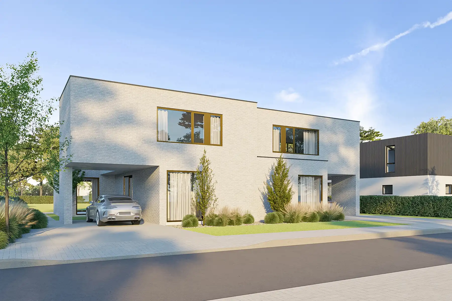 Nieuwbouwwoning op plan met 3 slaapkamers en bureau foto {{pictureIndex}}