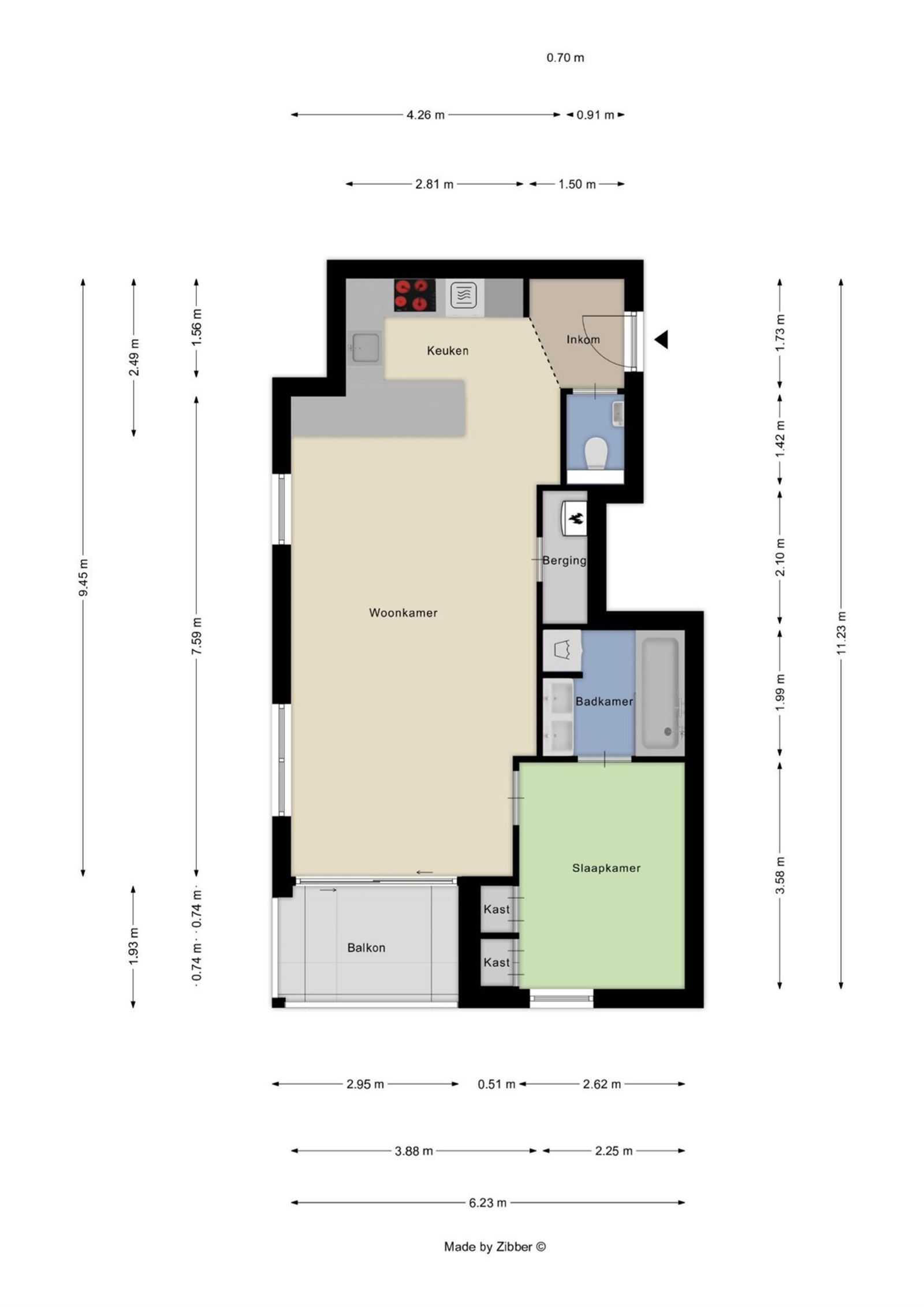 Appartement op de 2de verdieping met 1 slaapkamer foto 3