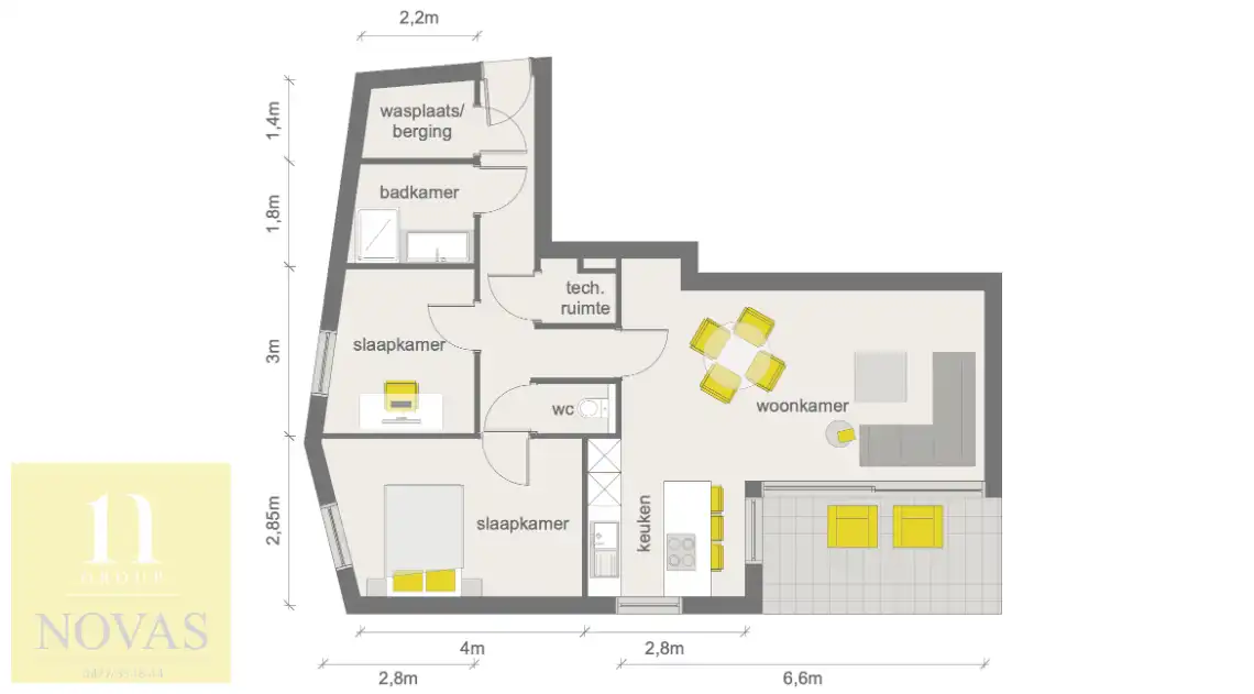 Appartement gelijkvloers van 2021, 2 slaapkamers, berging en parking foto 16
