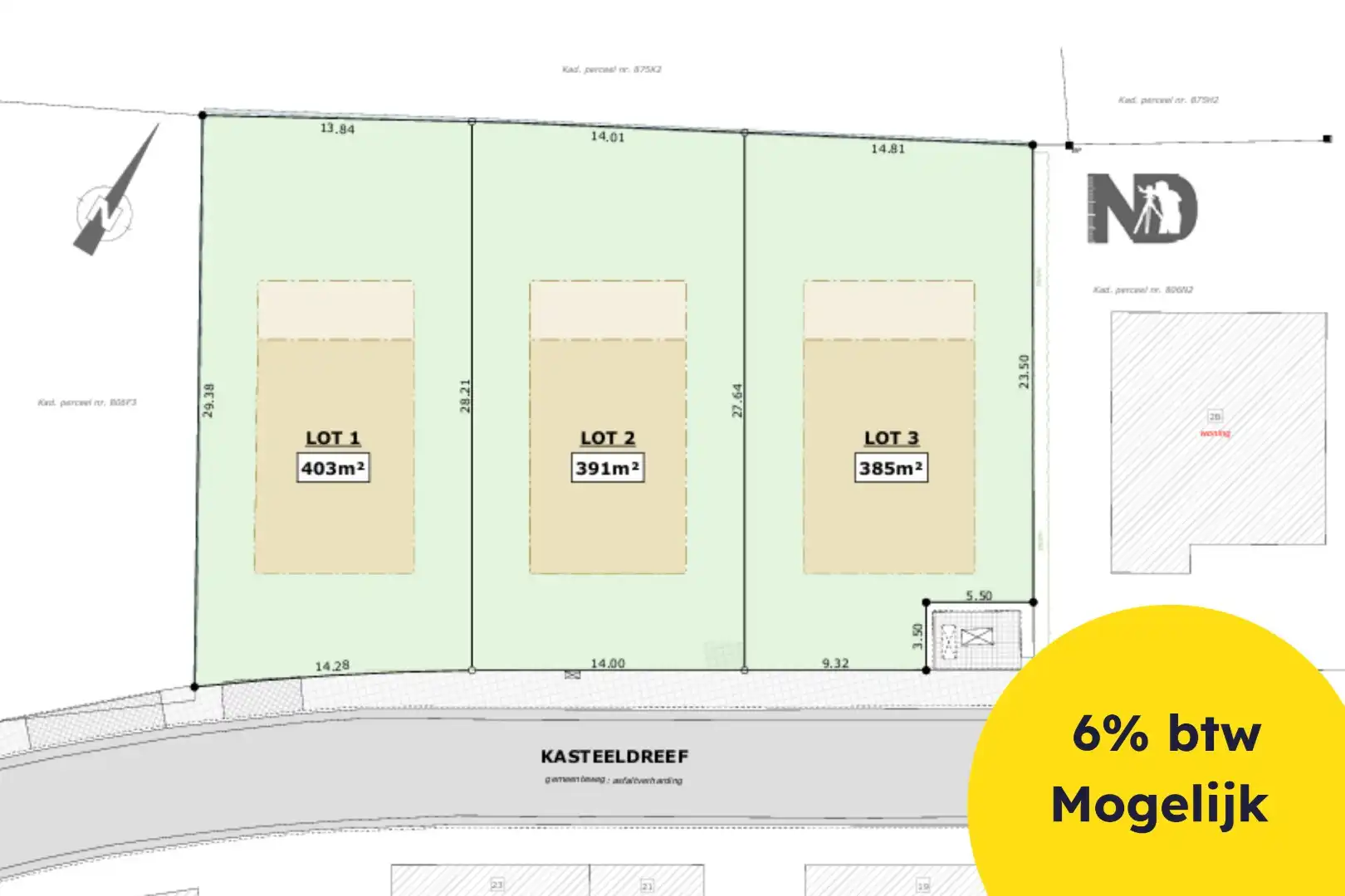 Villagrond 391 m² (lot 2) op topligging in centrum Oudenburg foto {{pictureIndex}}