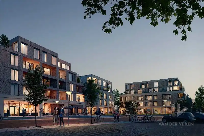 Casco en centraal gelegen nieuwbouw handelsgelijkvloers (160m²) met gezellig terras (130m²) op een TOPlocatie! foto {{pictureIndex}}