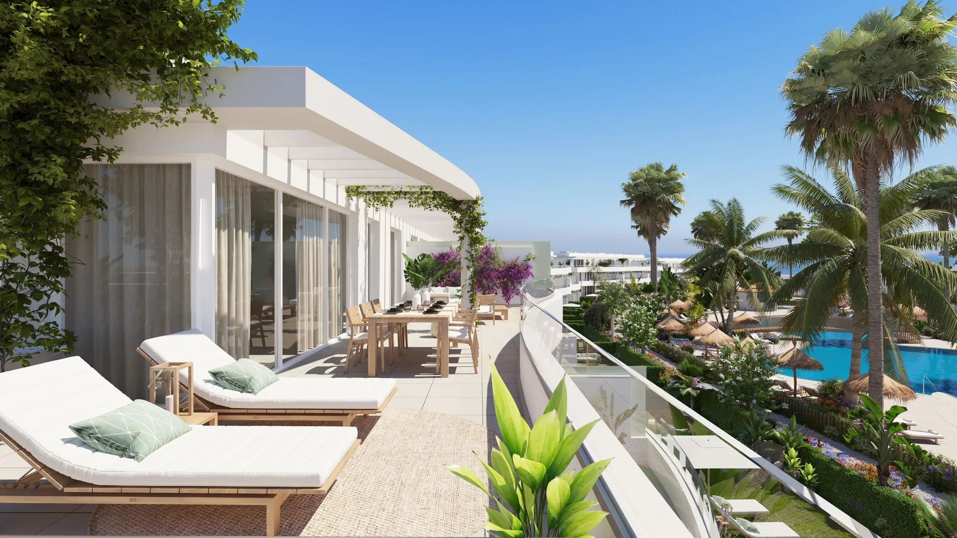 Elegante appartementen in een groene oase aan de Mediterrane kust foto {{pictureIndex}}