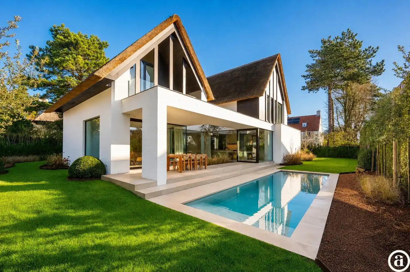 Prachtige nieuwbouwvilla nabij de Royal Zoute Golf. foto {{pictureIndex}}