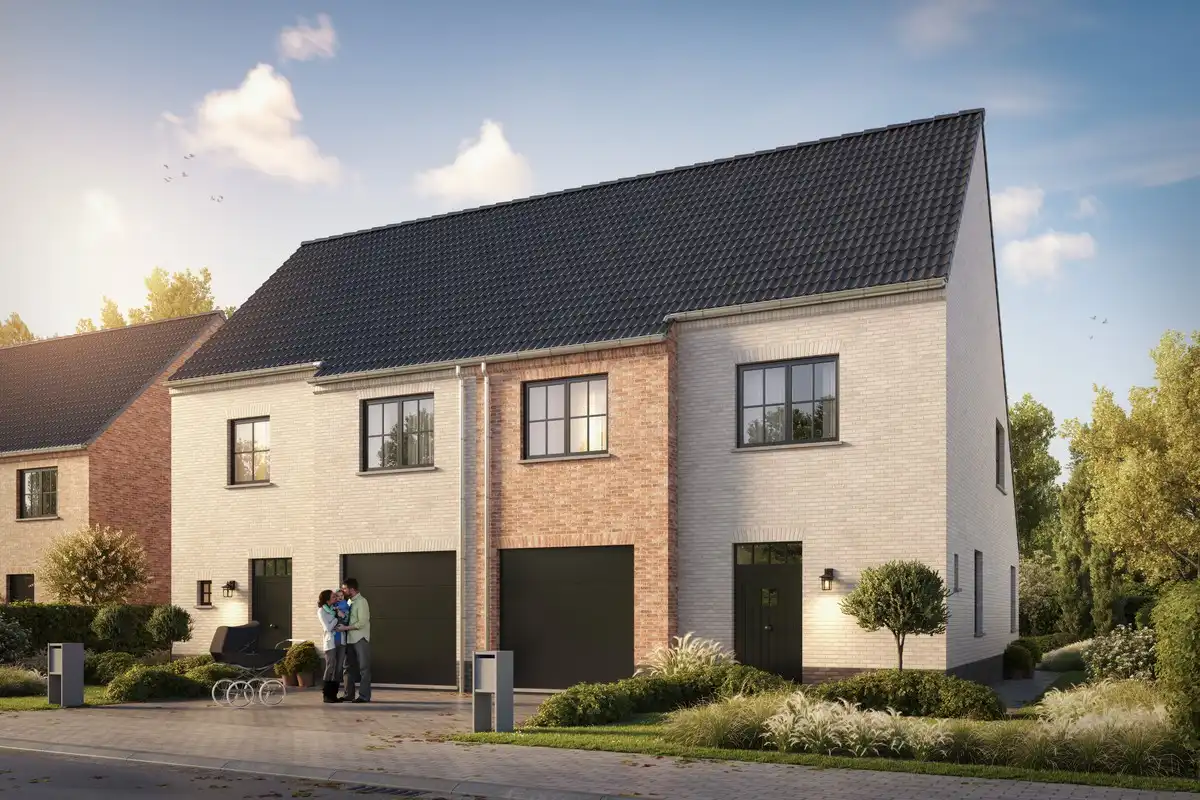 Energiezuinige halfopen nieuwbouwwoningen te Dendermonde foto {{pictureIndex}}