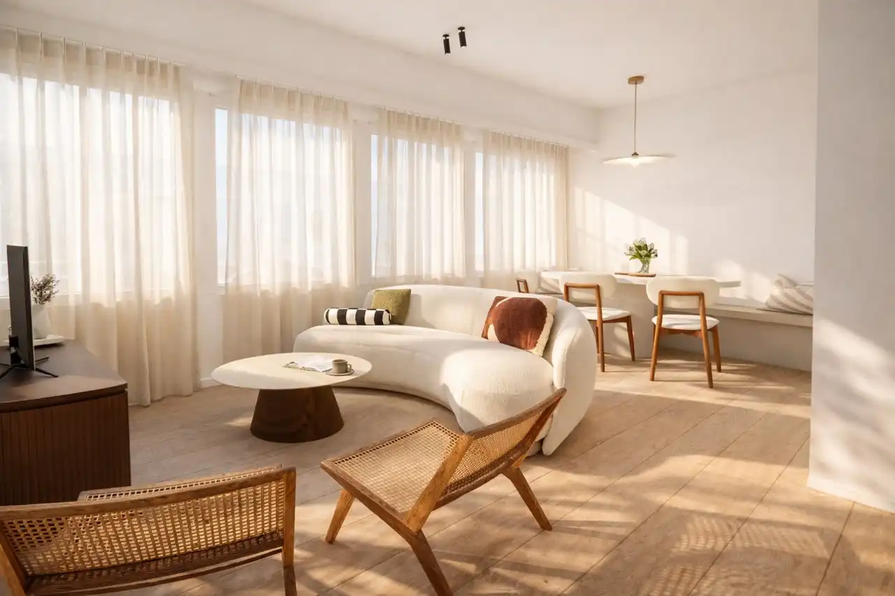 Pre-sale: Stijlvol gerenoveerd appartement met staanplaats aan de zeedijk van Koksijde foto {{pictureIndex}}