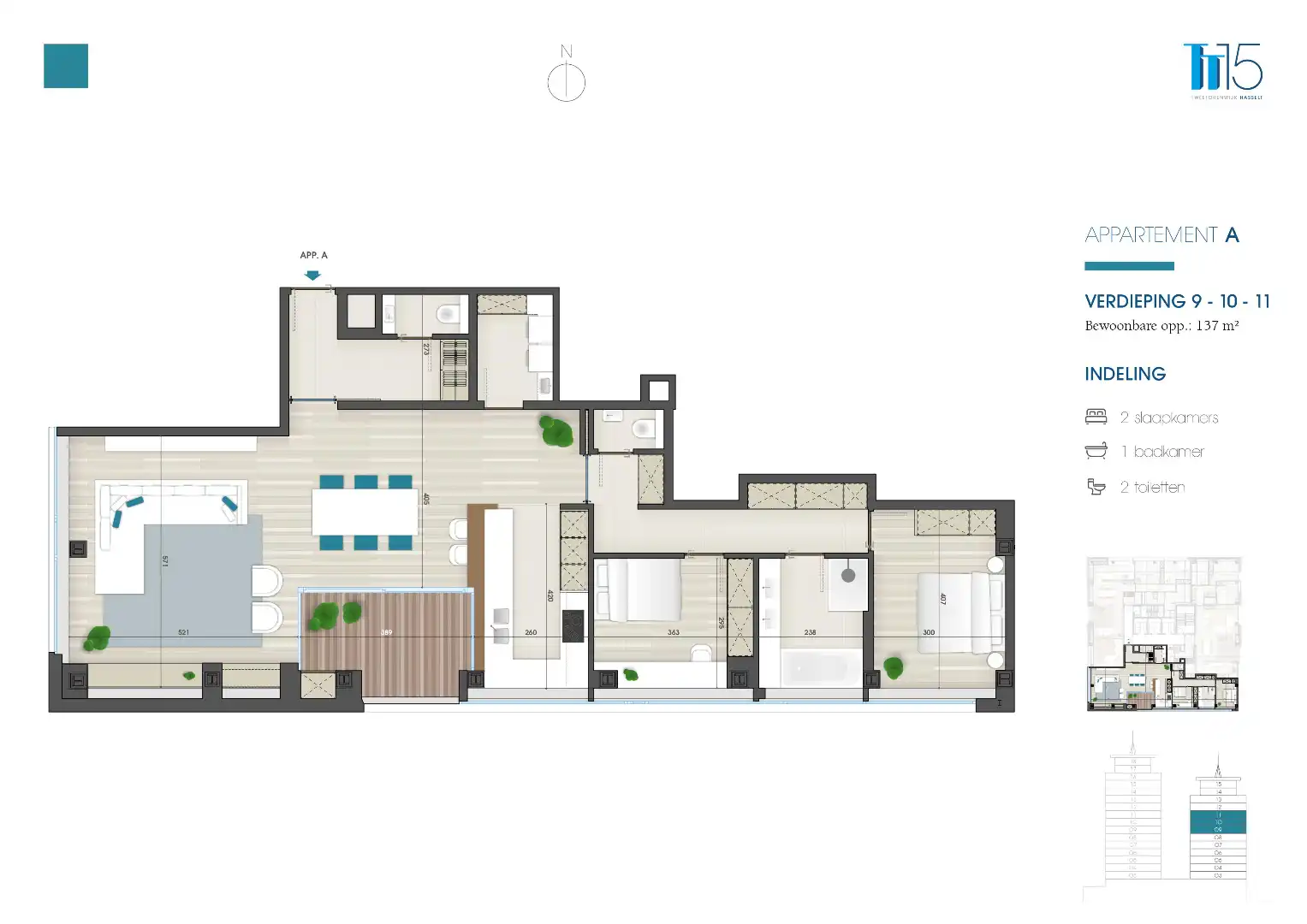 Appartement op de 10de verdieping van 137m² met twee slaapkamers foto 46
