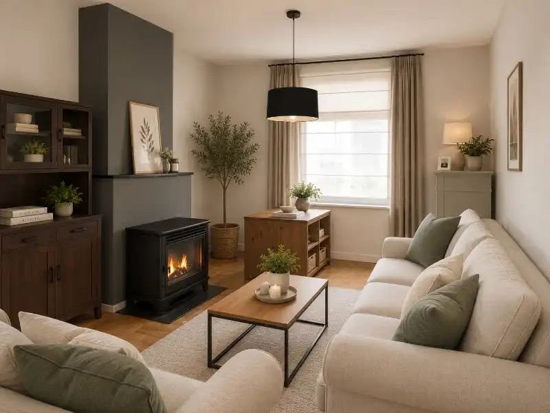Te renoveren woning met 3 slaapkamers en leuke tuin op een totale oppervlakt van 215m². Via A. I. hebben we alvast wat foto's laten bewerken om te tonen wat de mogelijkheden zijn. foto 9