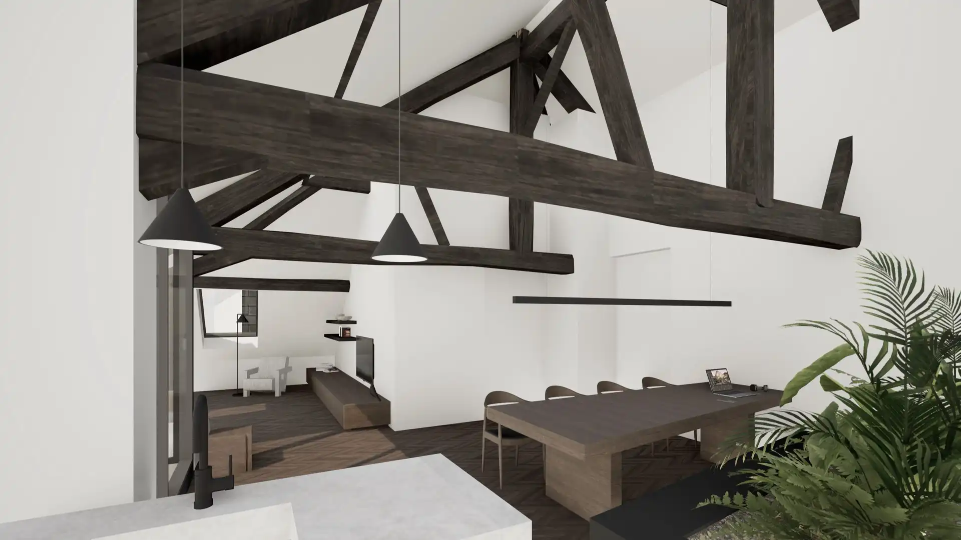 Uniek dakappartement met zichtbare dakstructuur. foto 5