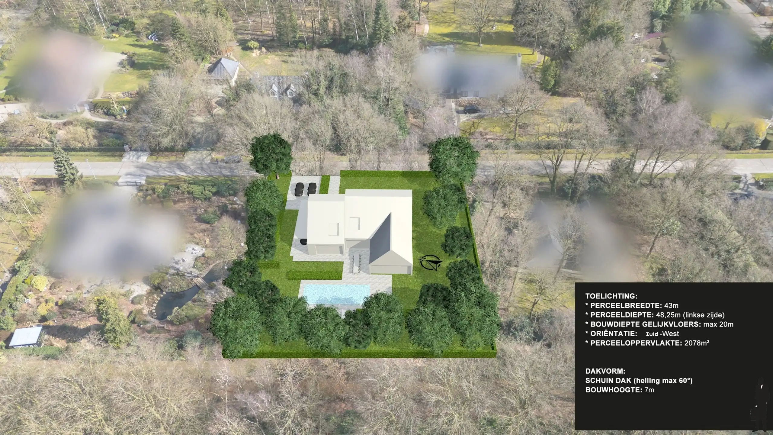 Zuidwest villaperceel van 2.078m² foto {{pictureIndex}}