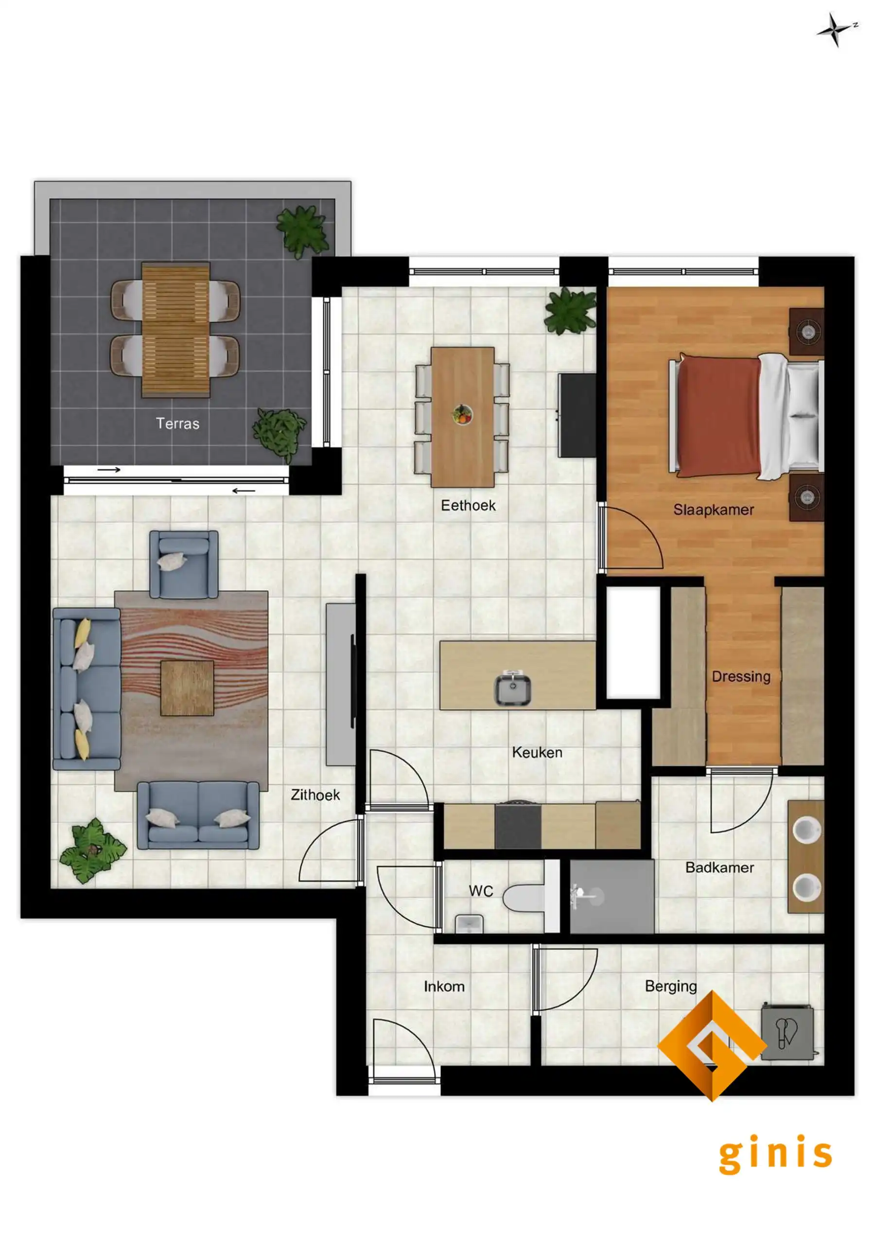 OPEN WERF! Zeer ruim appartement (eerste verdieping) met 1 slaapkamer en dressing. foto 9