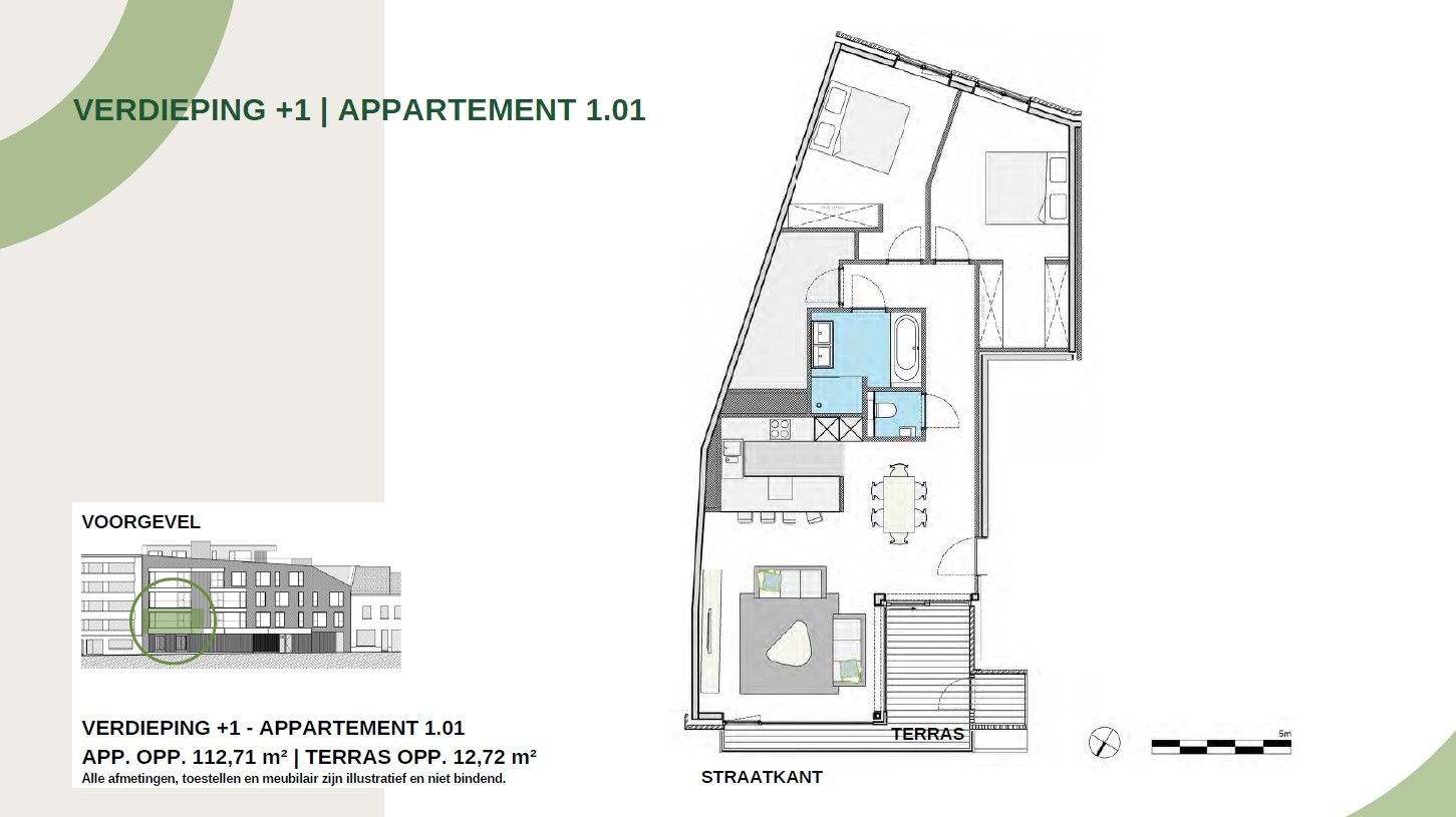 STIJLVOL WONEN IN HET HART VAN AALST: LUXUEUS BEN APPARTEMENT MET 2 SLAAPKAMERS EN TERRAS OP DE EERSTE VERDIEPING.  foto 5