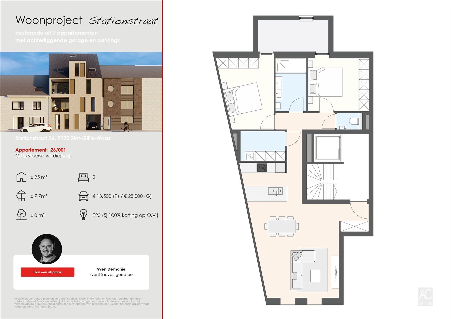 Gelijkvloersappartement met 2 slaapkamers foto 12