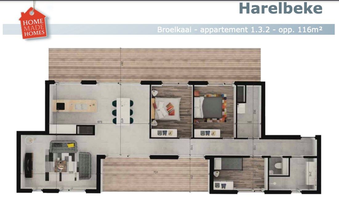 Appartement gelegen op 3de verdieping van 116m² met terras van 53m² foto 13