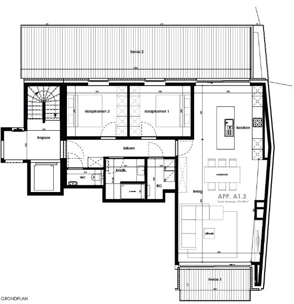 Appartement op eerste verdiep met groot leefterras. foto 4
