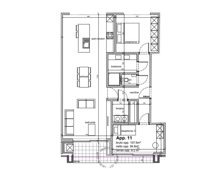 Nieuwbouwappartement op de tweede verdieping met terras en twee slaapkamers foto 4
