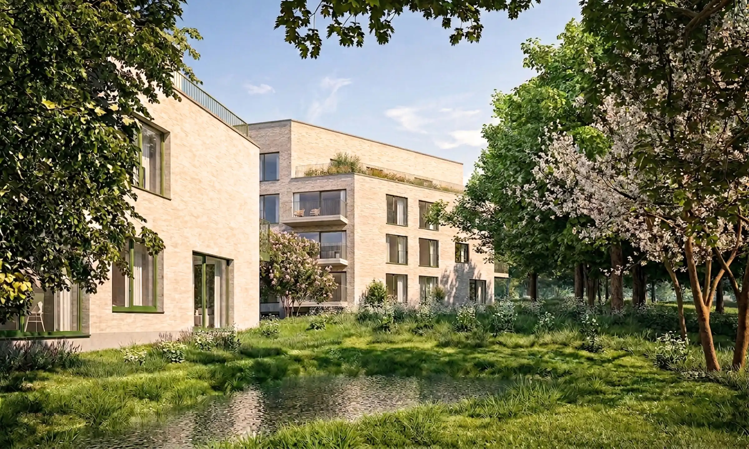 Een appartement met 2 slaapkamers en een ruim terras foto 3