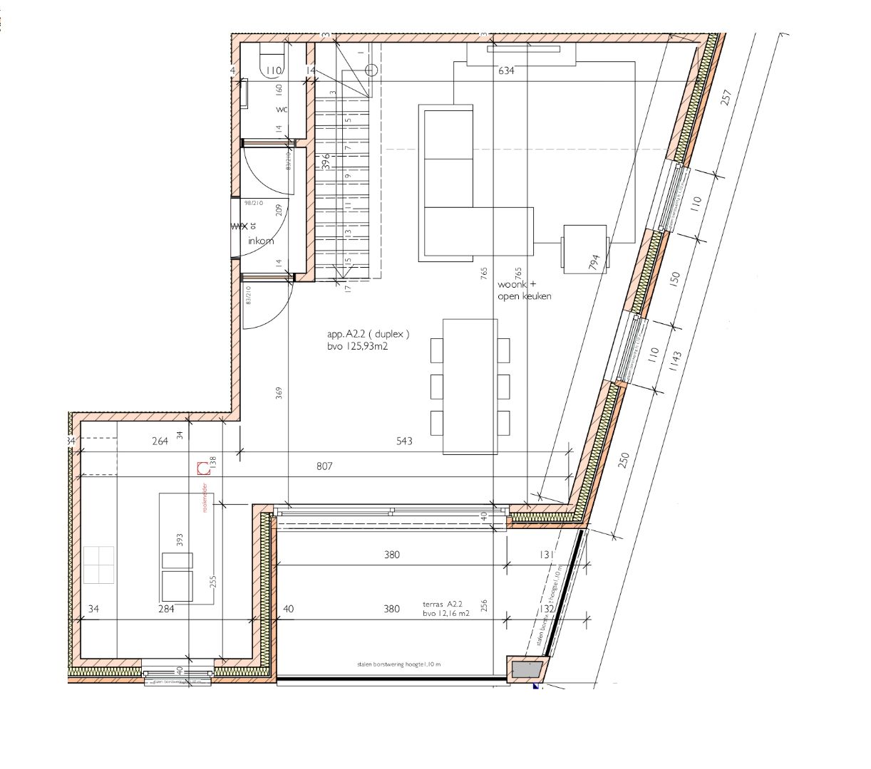 Duplex-appartement op de 2e en 3e verdieping (2.2)  van 125,93m² met 2 slaapkamers en terras van 12,16m² foto 17