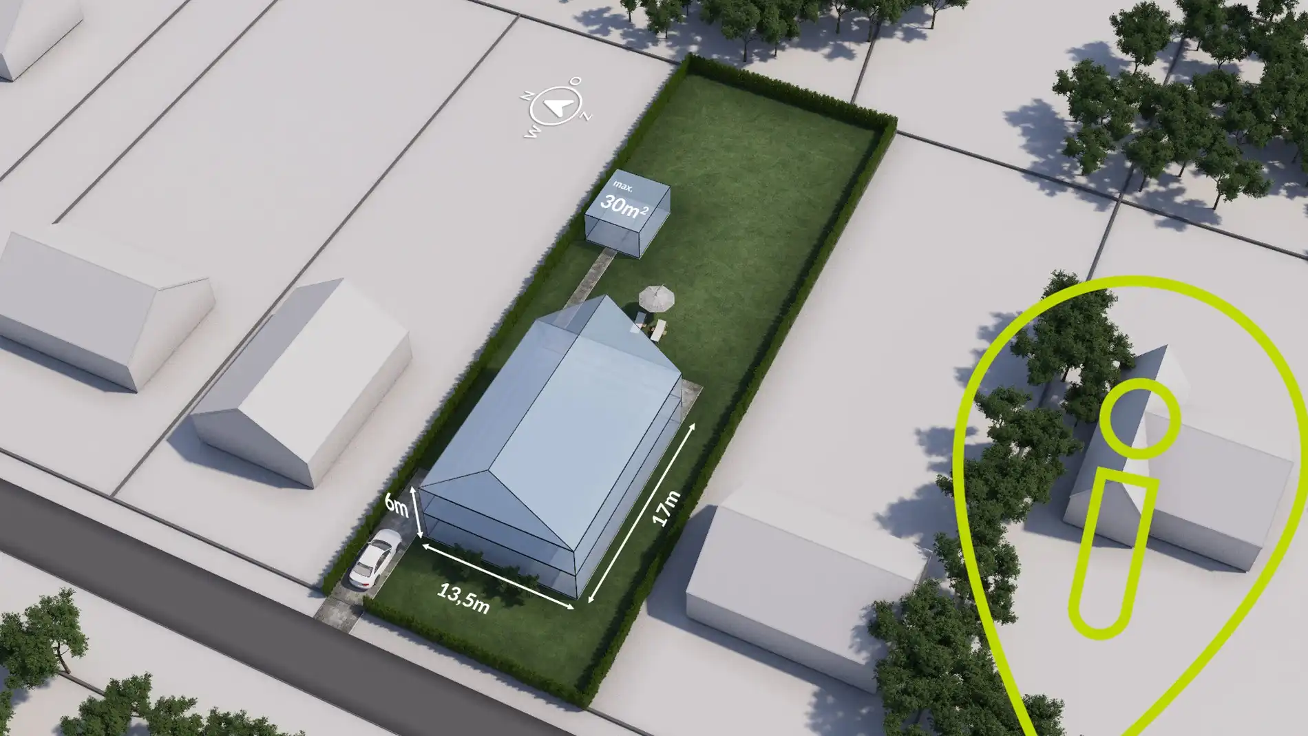 Prachtig gelegen bouwgrond van 1.277 m² voor ruime open bebouwing ! foto 2