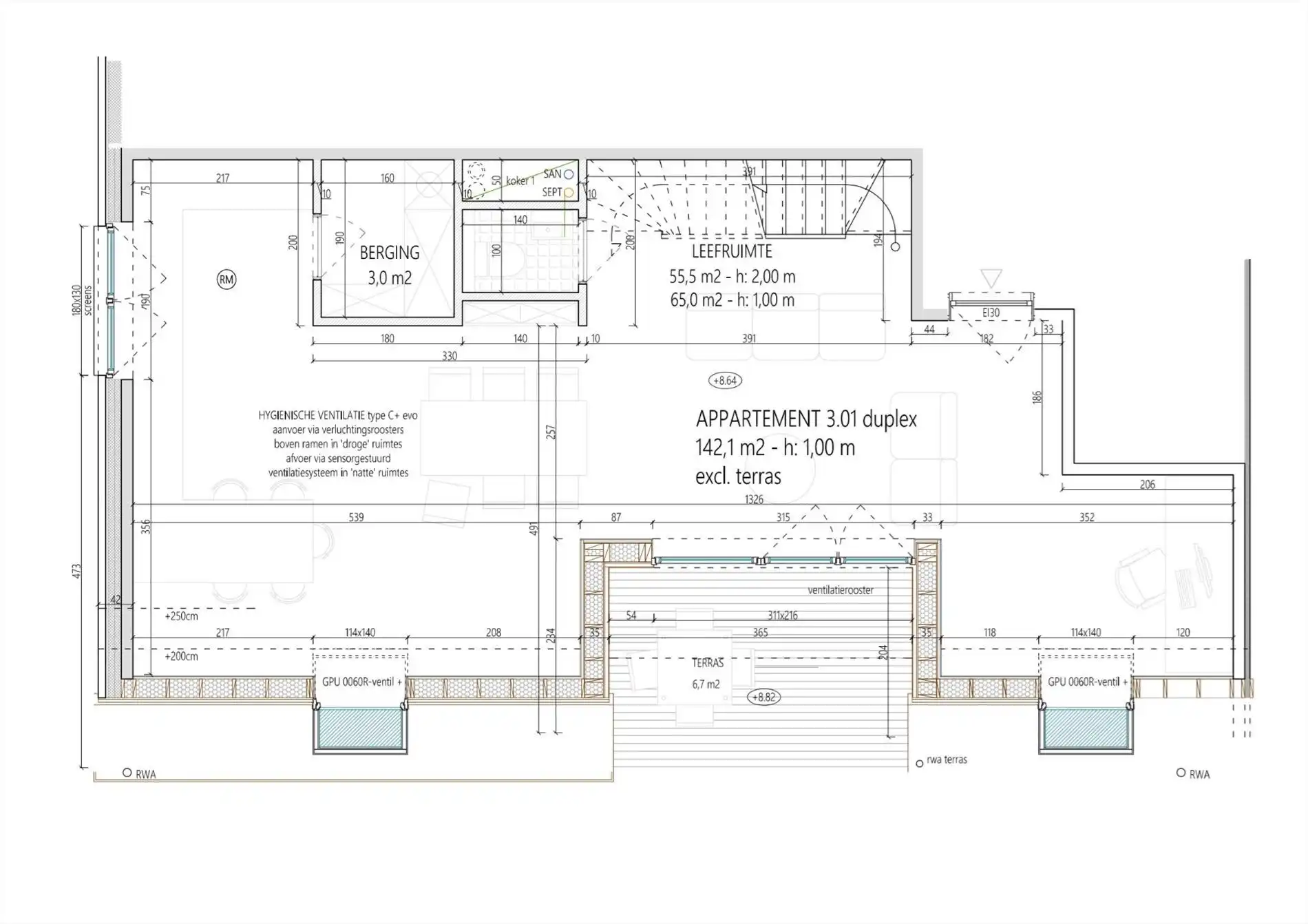 Duplex appartement met 3 slaapkamers foto 19