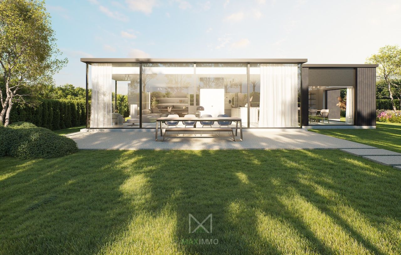 Exclusieve en energiezuinige gelijkvloerse villa in afwerkingsfase – zicht op velden & bos foto {{pictureIndex}}