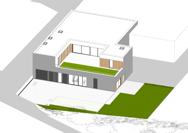 Roeselare-Brugsesteenweg. BOUWGROND + VERGUNDE PLANNEN voor  het bouwen van LOODS 486m2 & LOFT.  Unieke ontwikkelingszone op uitstekende ligging.  Perceel / tuin inclusief +/- 1080 m2. foto 4