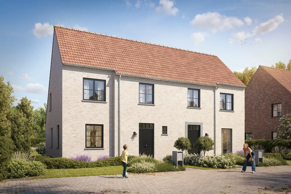 Hedendaagse en energiezuinige halfopen bebouwingen in Meulebeke foto {{pictureIndex}}