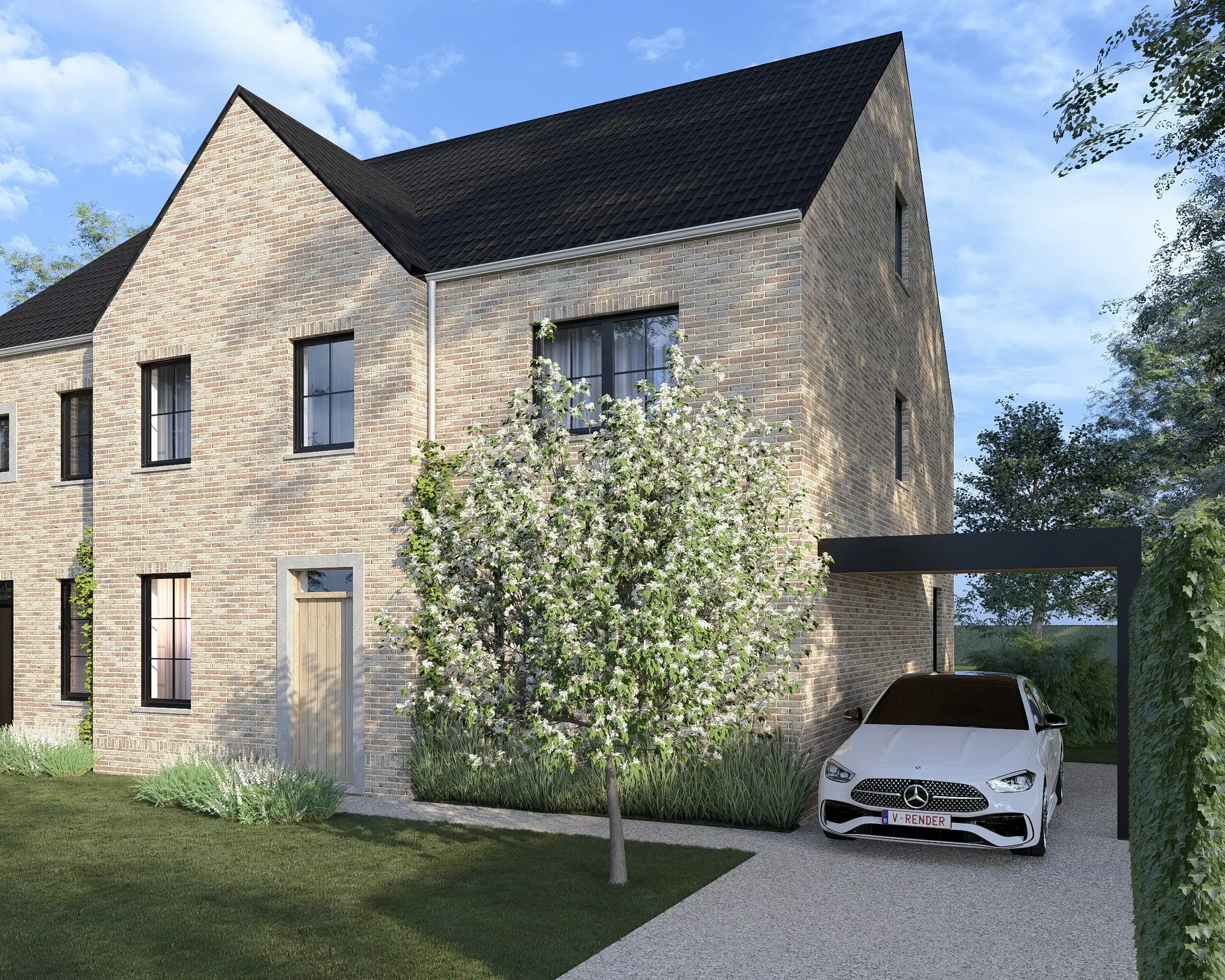 TE KOOP: Twee halfopen nieuwbouwwoningen op ruime percelen tot 6a 65ca in Gerdingen (Bree) foto {{pictureIndex}}