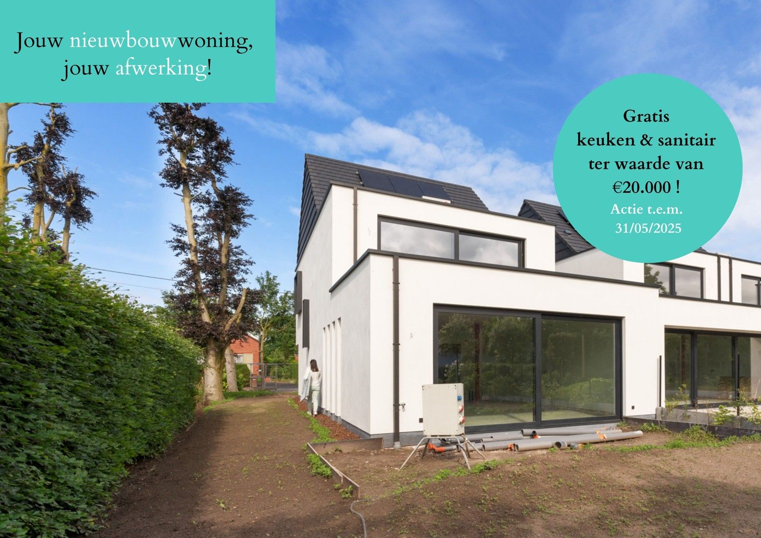 Hoogwaardige nieuwbouwwoning  met drie ruime slaapkamers, groene tuin en garage foto {{pictureIndex}}