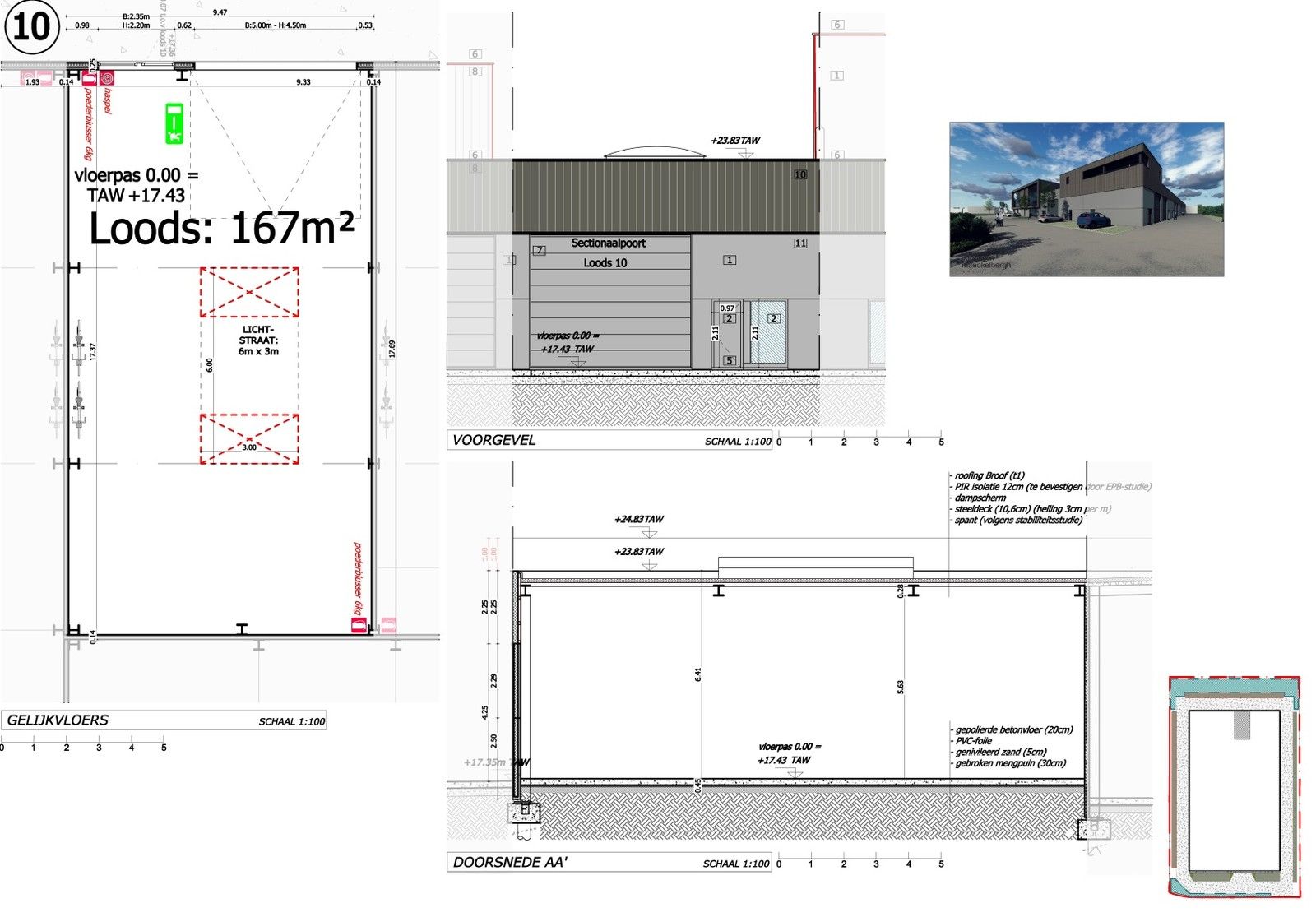 Laatste KMO-units te koop: "NB MAGAZIJN" (167 m²) inclusief 2 private PARKEERPLAATSEN op industriezone "De Schatting" te Zedelgem foto 3