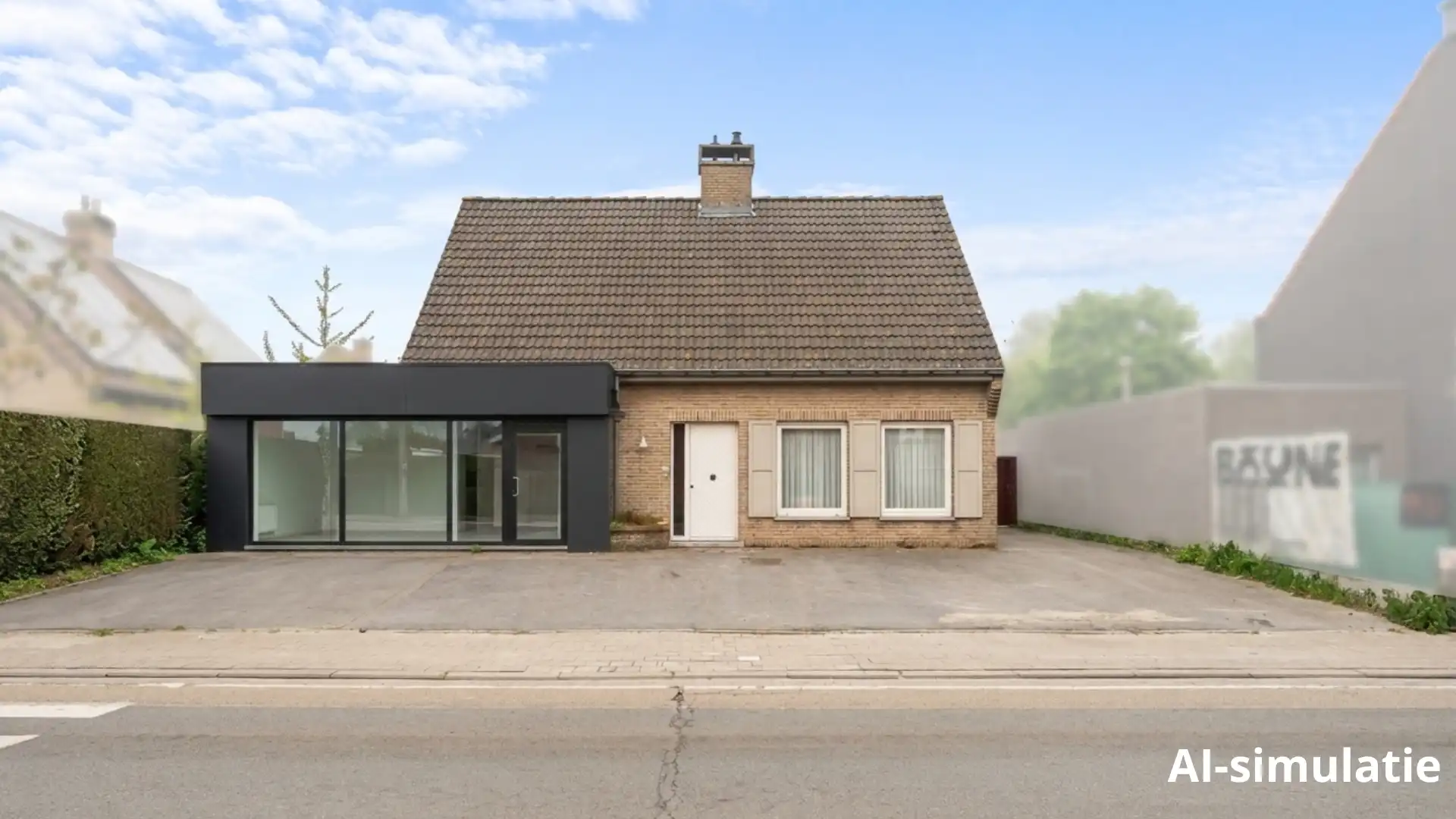 Centraal gelegen handelspand met parking, woonst, garages en veel potentieel foto {{pictureIndex}}