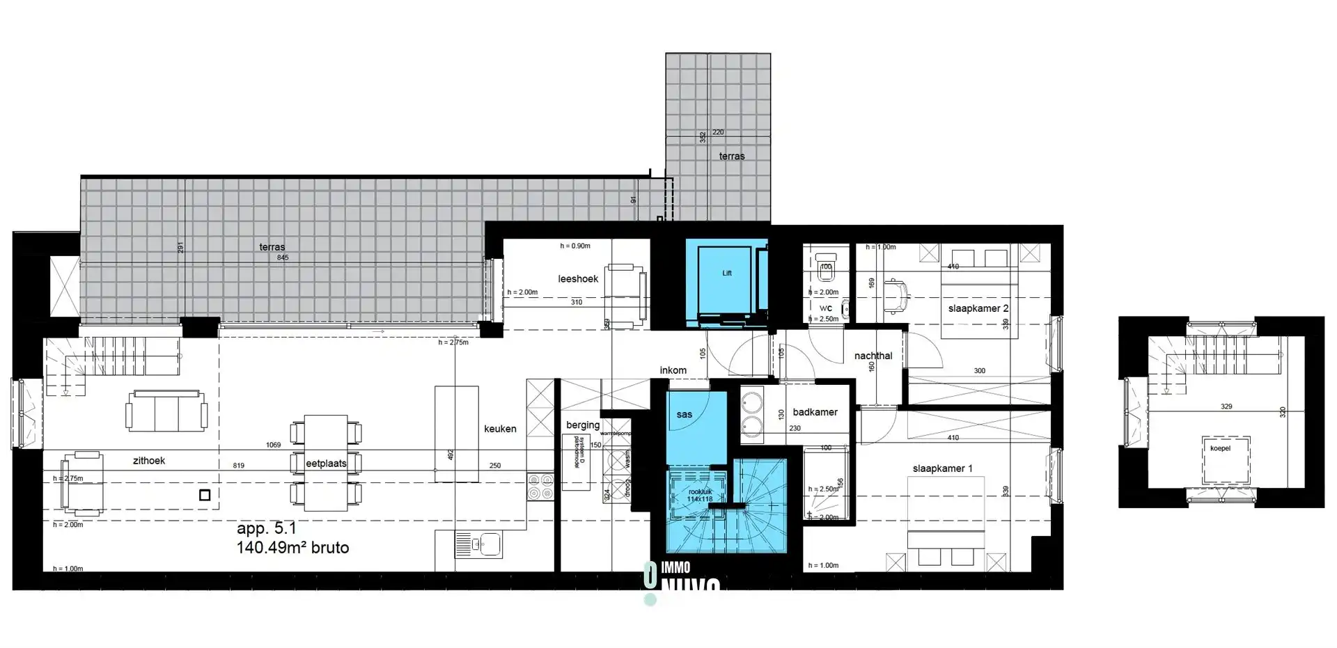 Stijlvol penthouse met 3 slaapkamers, bureau en ruim terras  foto 24