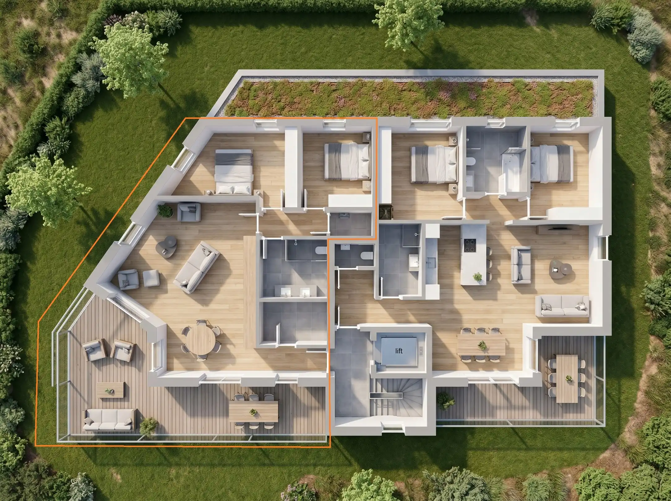 Penthouse van 90m² met 2 slaapkamers, XXL terras vlakbij Genk centrum foto {{pictureIndex}}