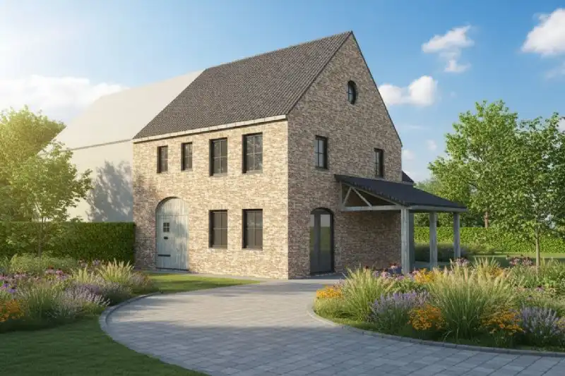 Nieuw te bouwen halfopen woning te Zwevegem. foto {{pictureIndex}}