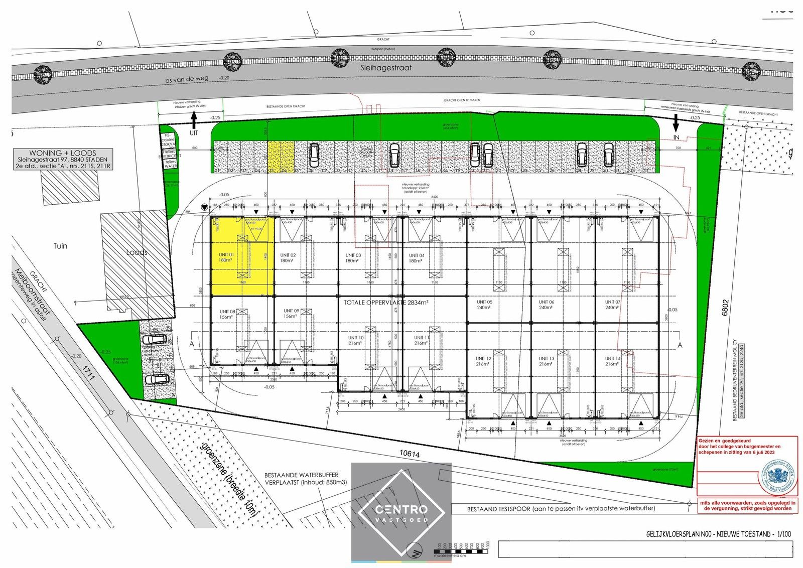 NB MAGAZIJN 180m² (vrije hoogte 7m !) , voorzien van sectionaalpoort, deur, raam en 2 parkeerplaatsen te SLEIHAGE (Oostnieuwkerke). foto 7