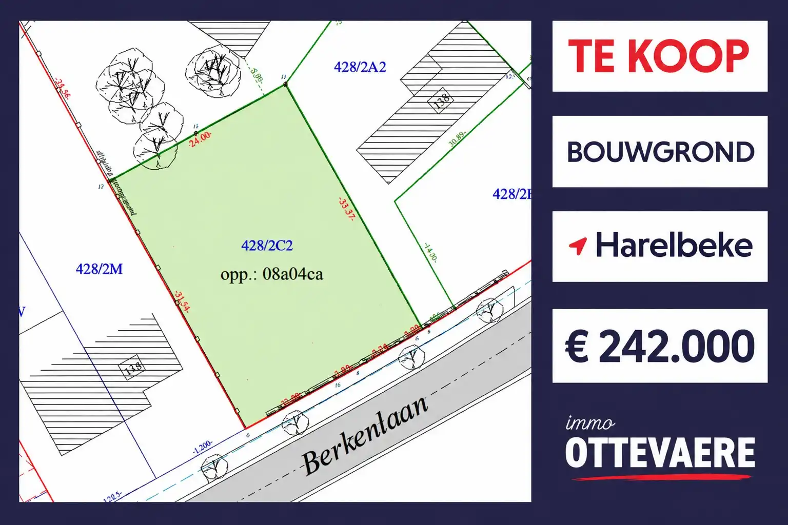 803 m² PRACHTIG BOUWPERCEEL VOOR RUIME VILLA IN HARELBEKE foto {{pictureIndex}}