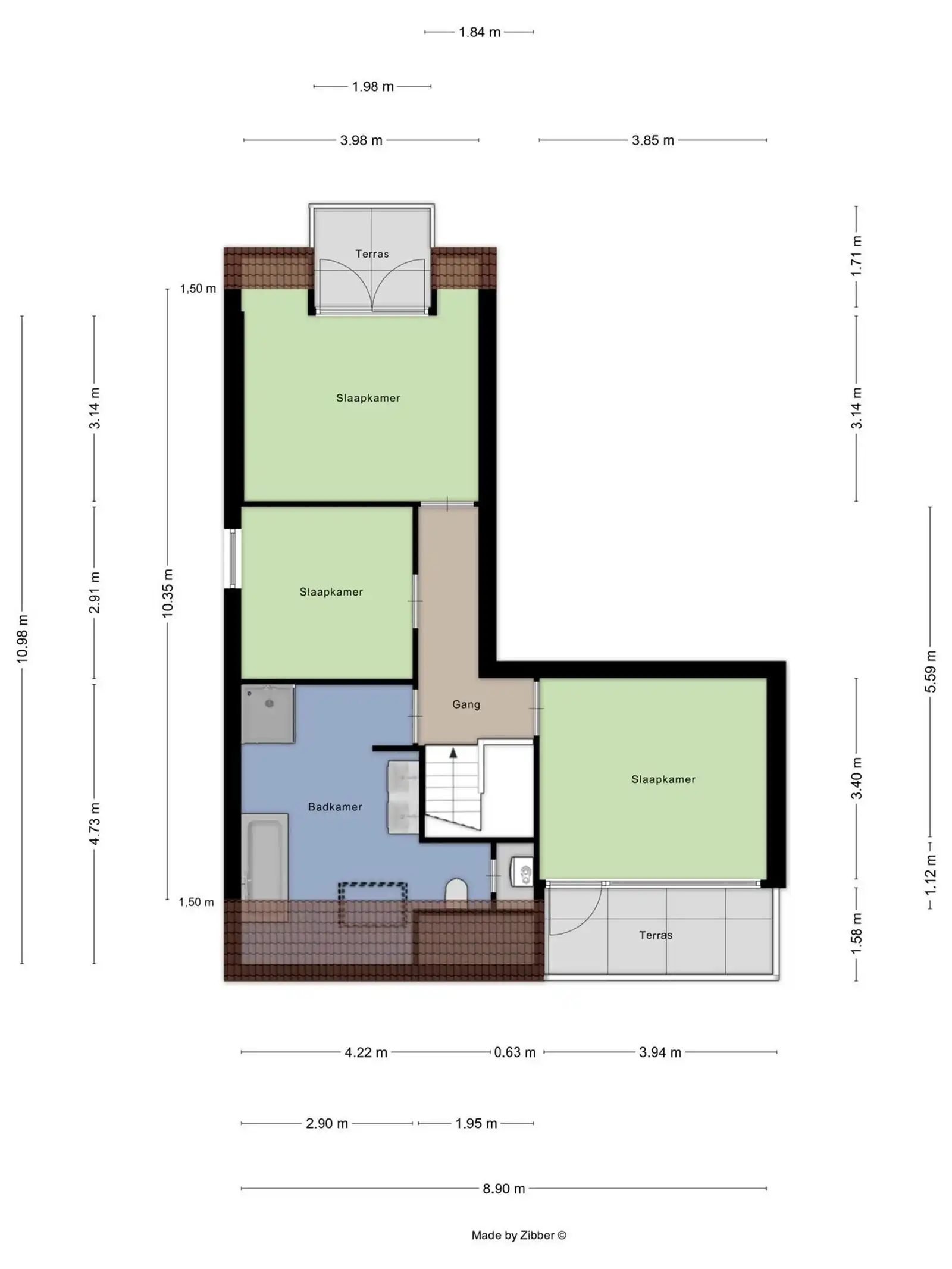 Ruim en recent duplex-appartement (120m²) met 4 terrassen en garage foto 13
