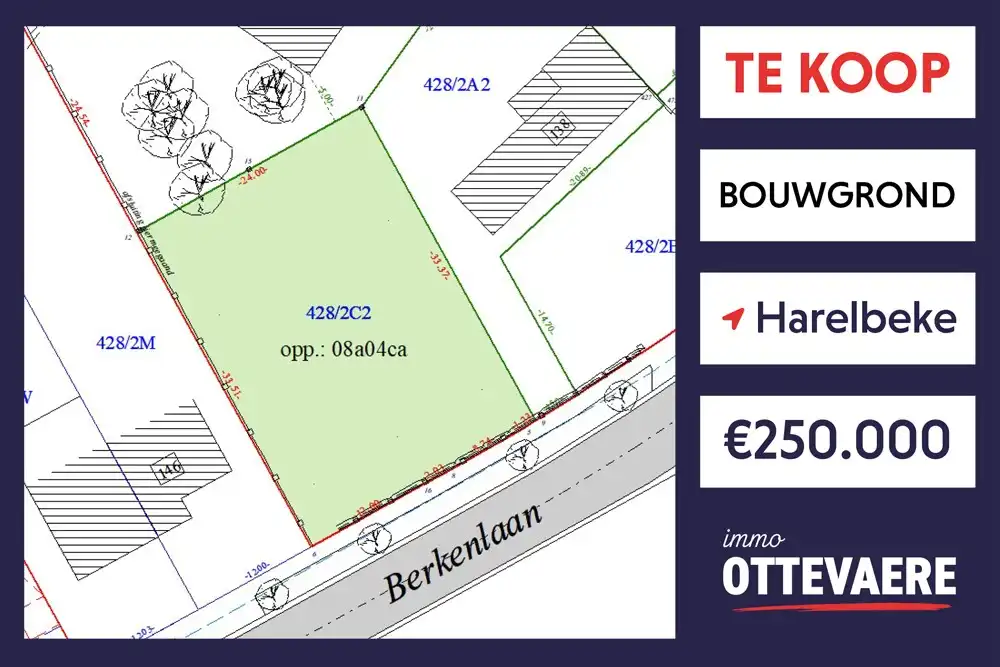 804 m² BOUWGROND TE KOOP VOOR ALLEENBOUW IN HARELBEKE (24 x 33.50) foto {{pictureIndex}}