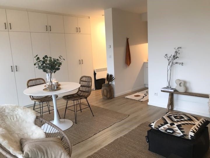 Prachtige zongerichte studio op het 9de verdiep met ruim terras en zicht op zee! foto 3