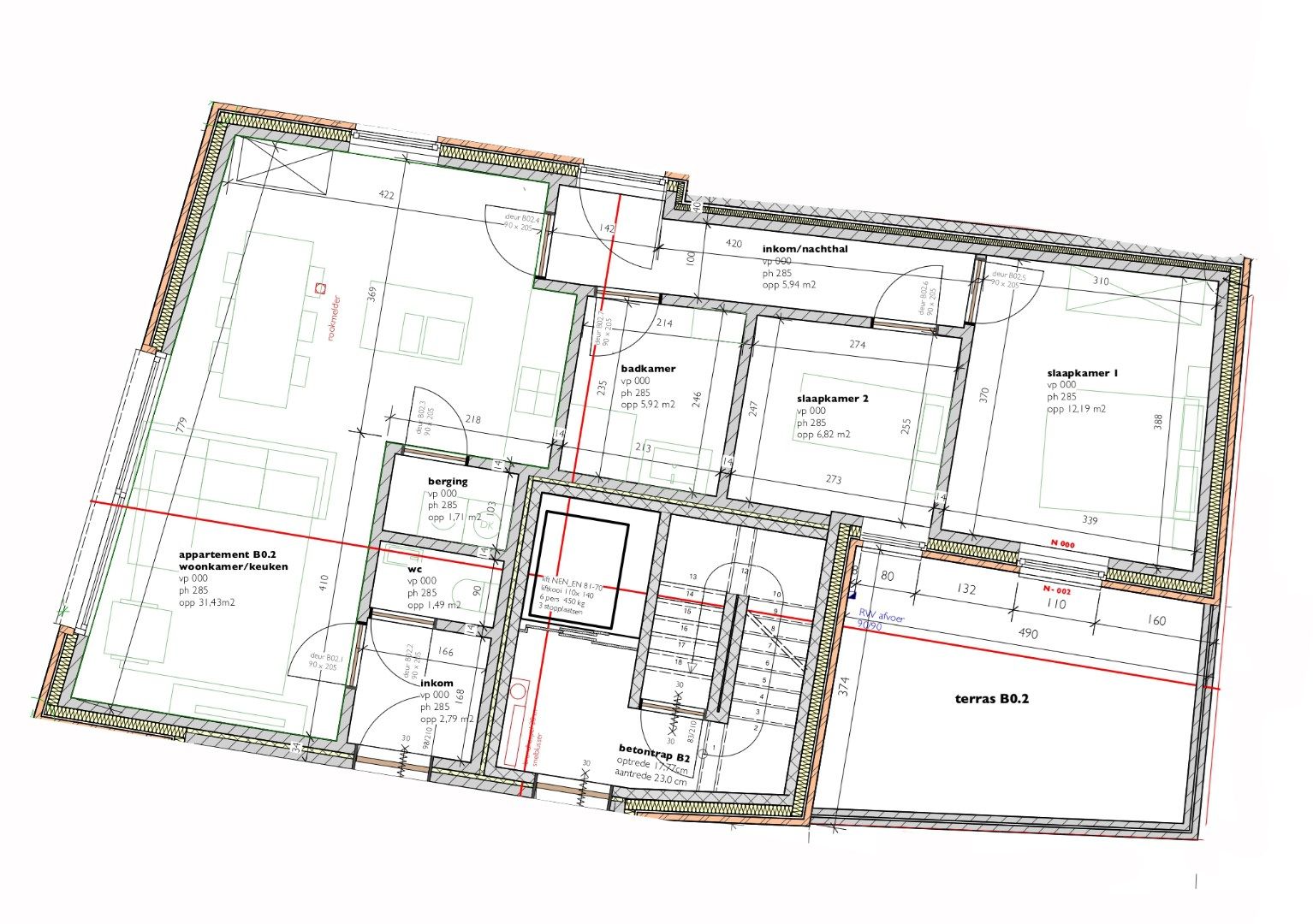 Gelijkvloers appartement (B0.2)  van 85,27m² met 2 slaapkamers en terras foto 2