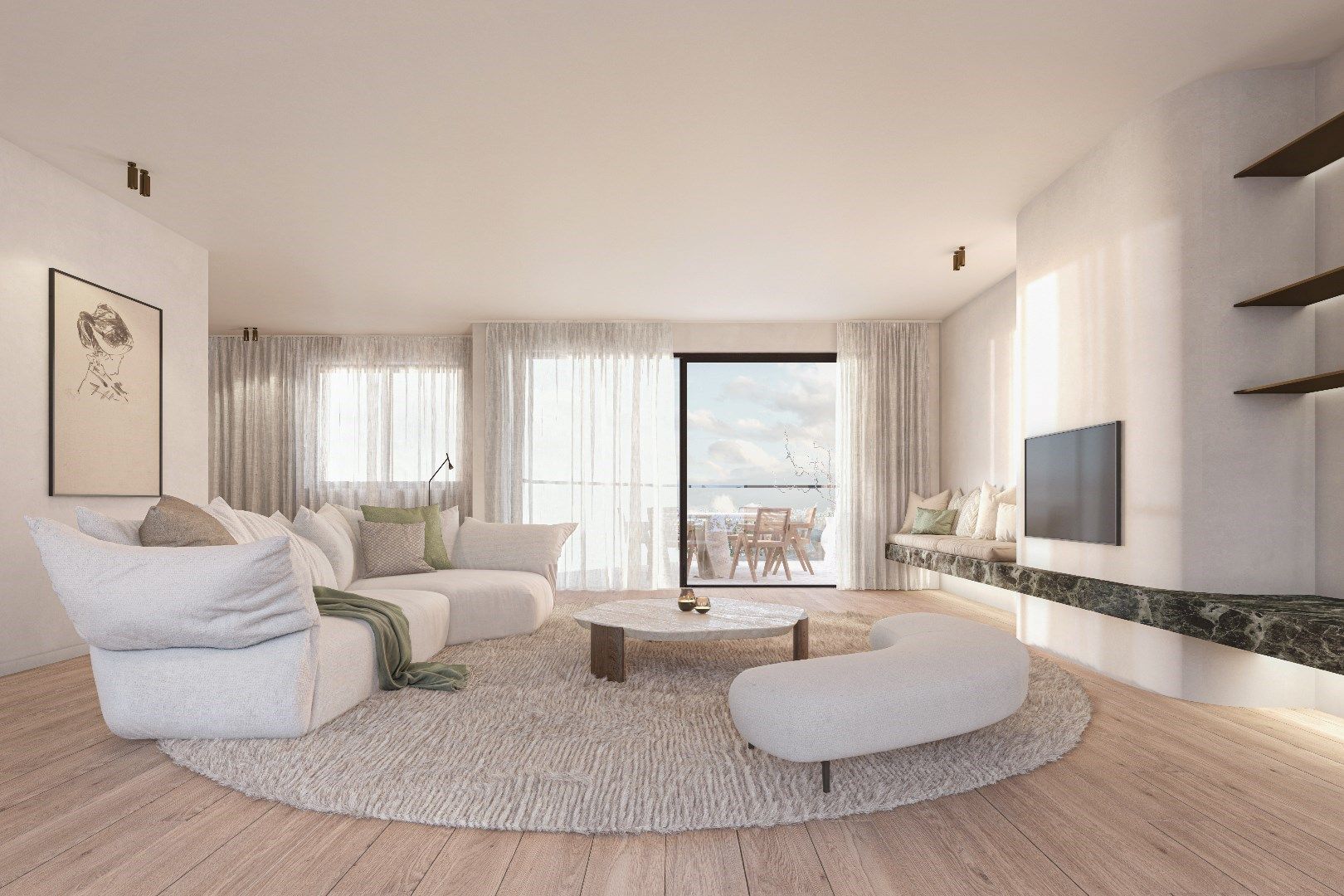 Uitzonderlijk nieuwbouw duplex dakapp. met open zicht over het Zoute, rustig gelegen vlakbij het Driehoeksplein. Aankoop inpandige garage mogelijk. foto 3