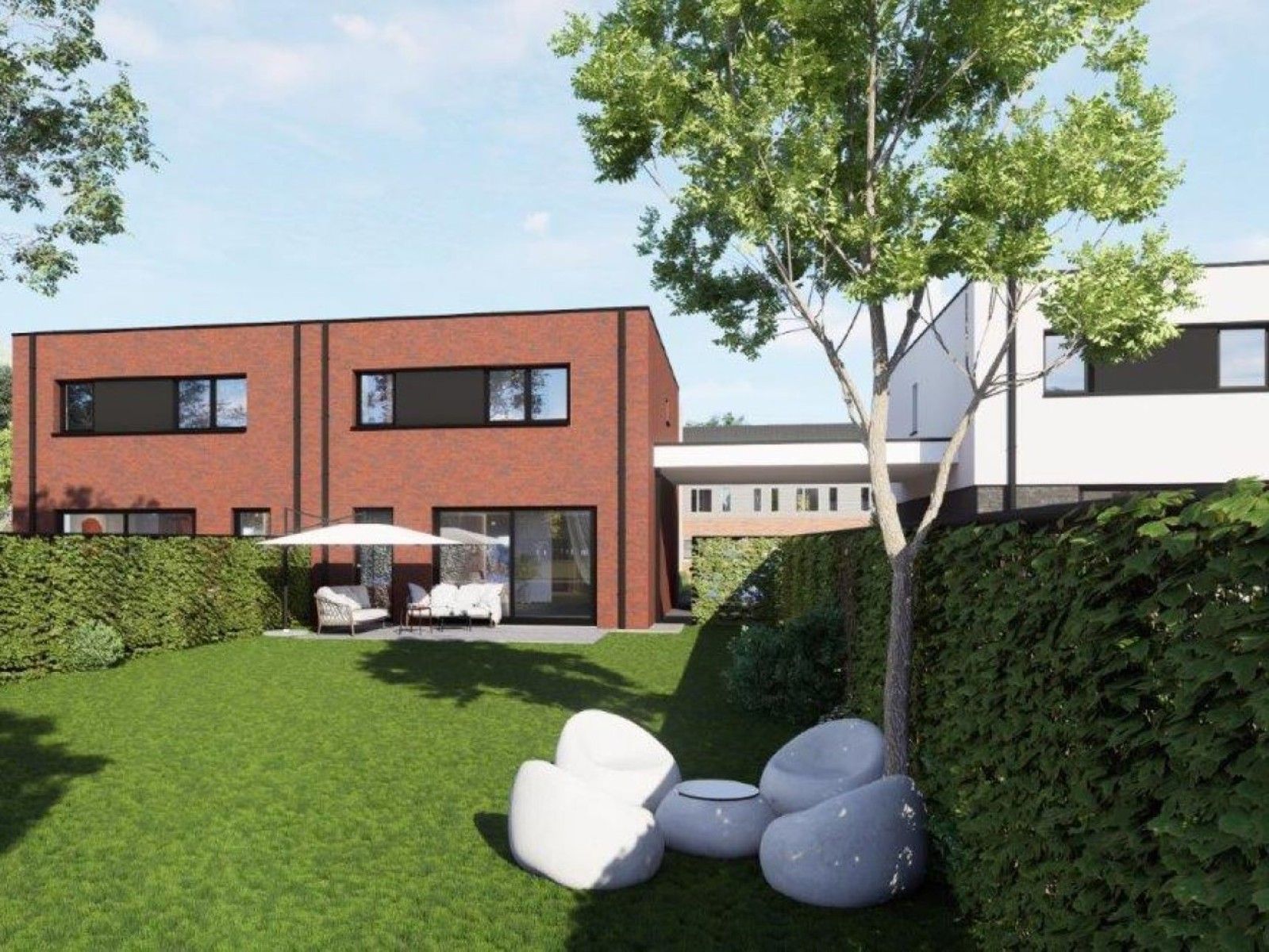 Tijdloze wit/zwarte moderne BEN villa met groen uitzicht foto 3