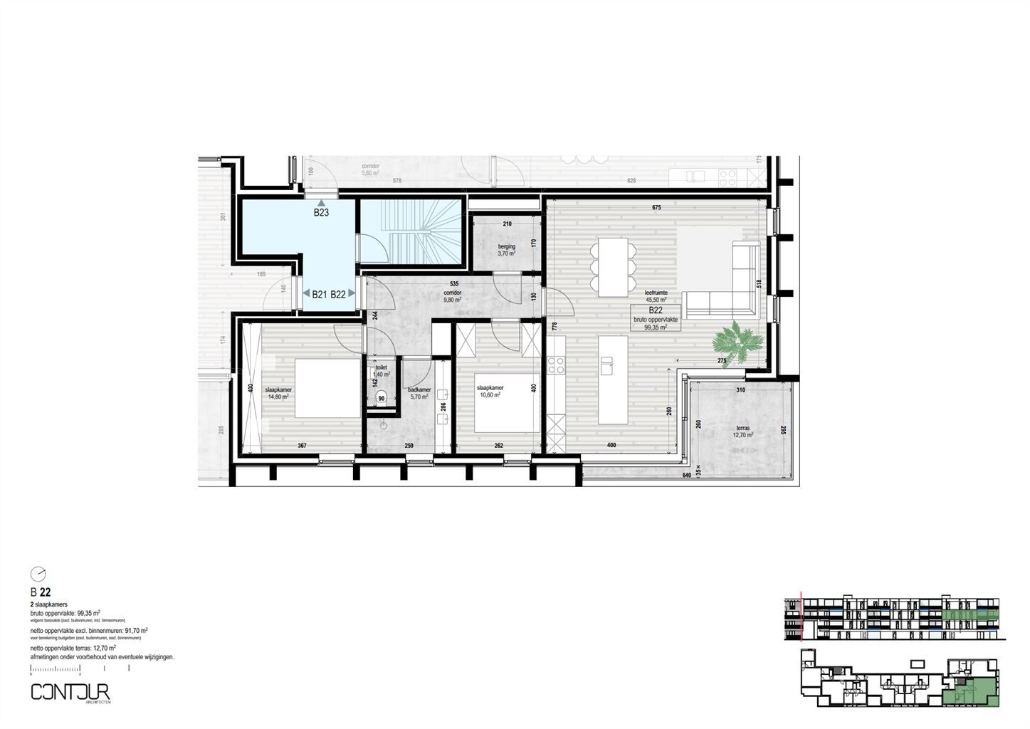 Nieuwbouwappartement op de tweede verdieping met 2 slaapkamers en terras gelegen in het centrum van Dilsen.  foto 6