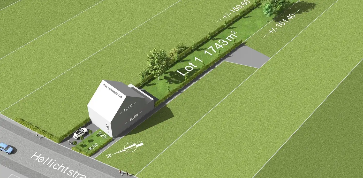 Rustig gelegen Z-gerichte bouwgrond van 17are 43ca voor een open bebouwing te Rotselaar. foto {{pictureIndex}}