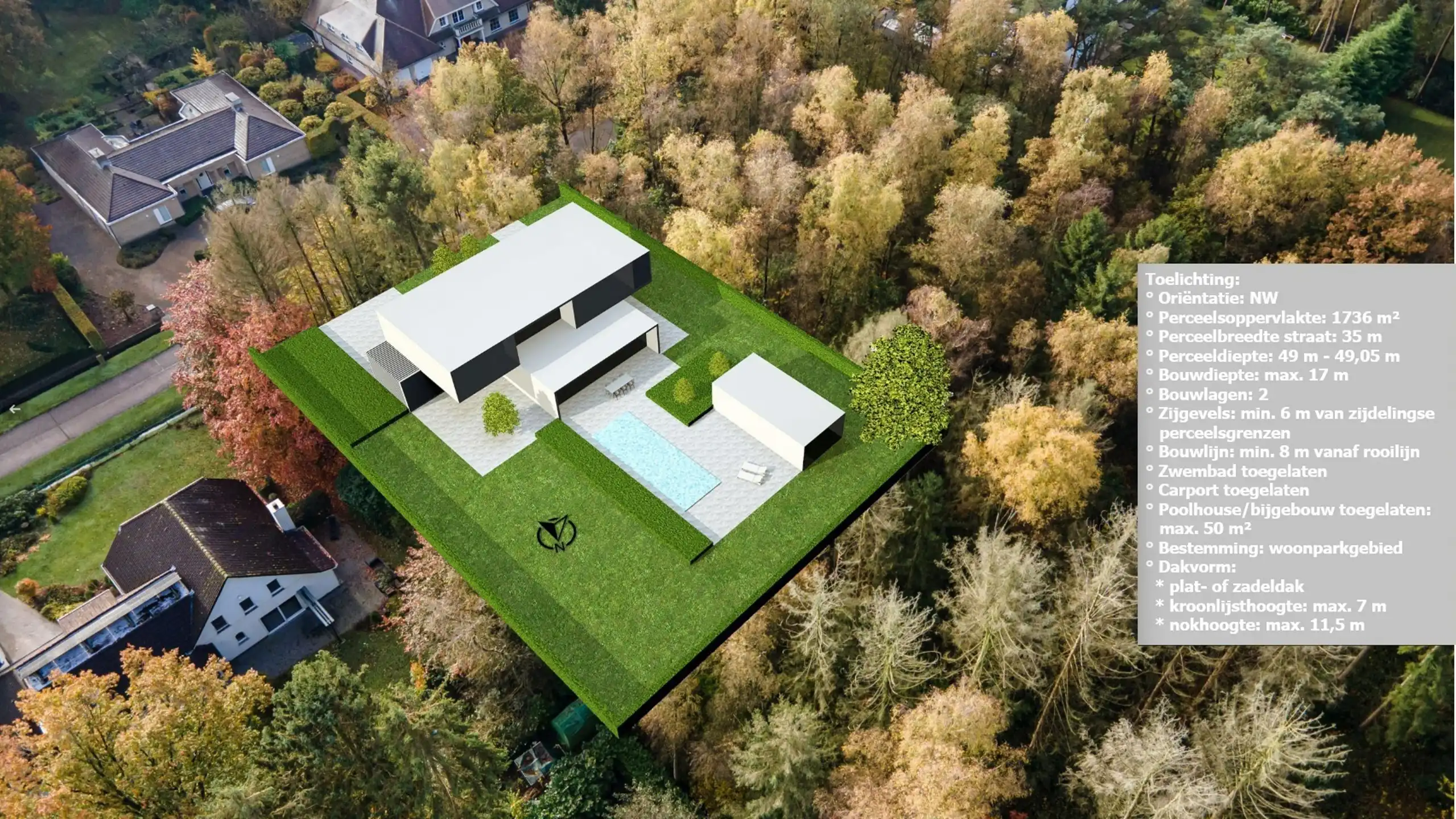 Rustig gelegen villaperceel van 1.736m² foto 2