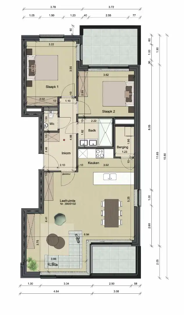 2-slpk appartement met ondergrondse garage te Sint-Michiels foto 18