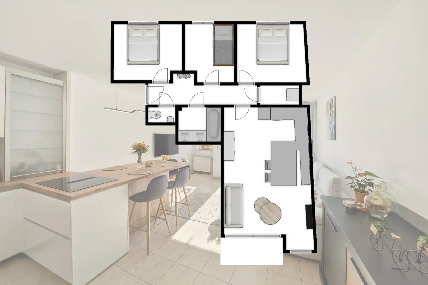 Instapklaar 3- slaapkamerappartement op toplocatie aan het strand! foto 2