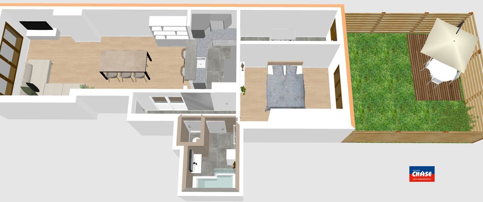 Gelijkvloersappartement met 1 slpk + tuin foto 16
